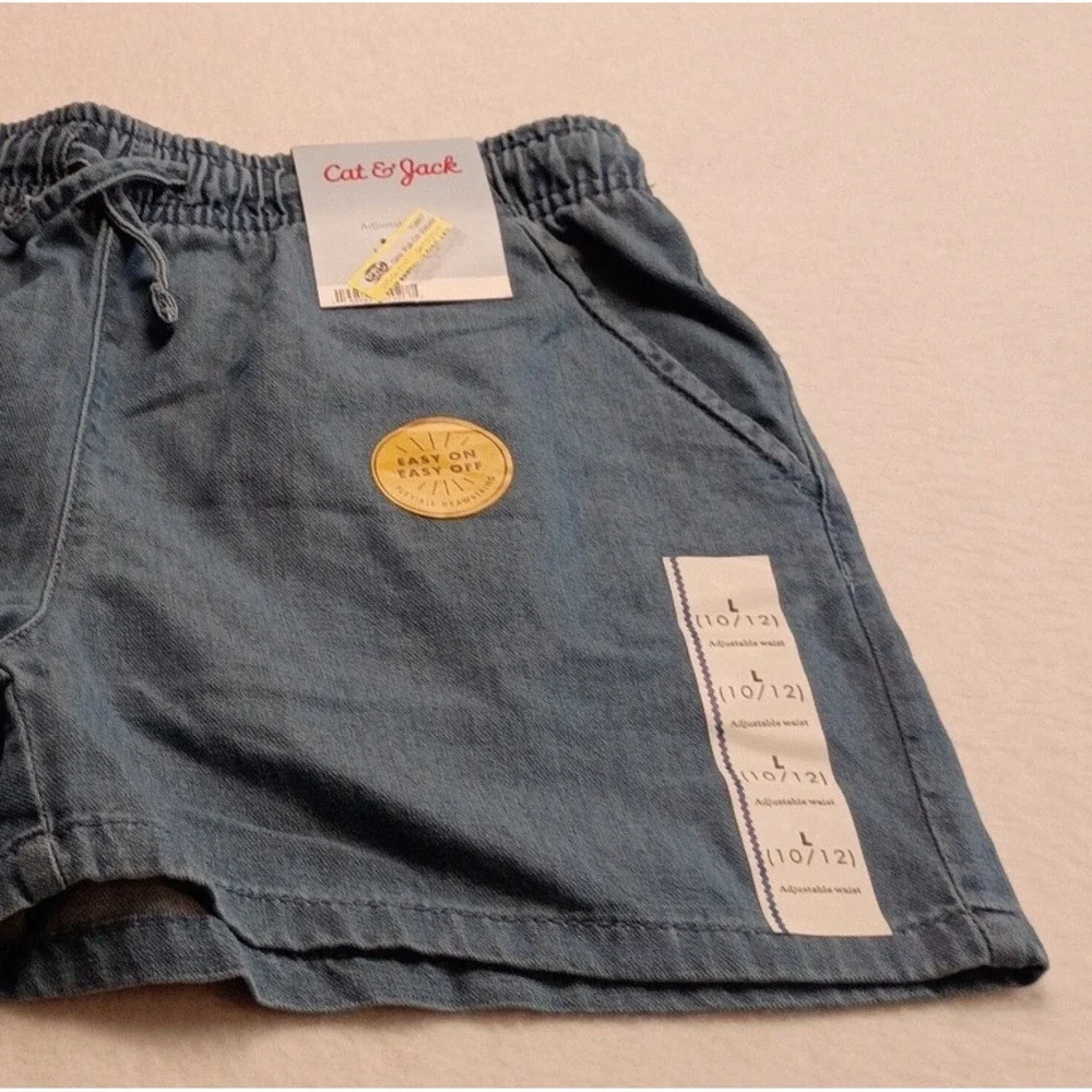 Cat & Jack Girls Light Wash Adjustable Waist Pull-On Shorts Size L 10/12 NWT NWT